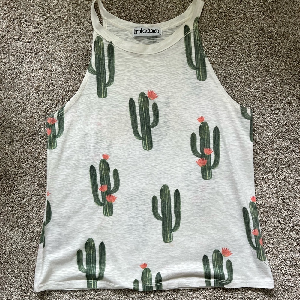 Brokedown Cactus Cream Print Tank Top
